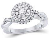 2/3 Carat (ctw H-I, I1-I2) Diamond Engagement Twist Ring in 10K White Gold